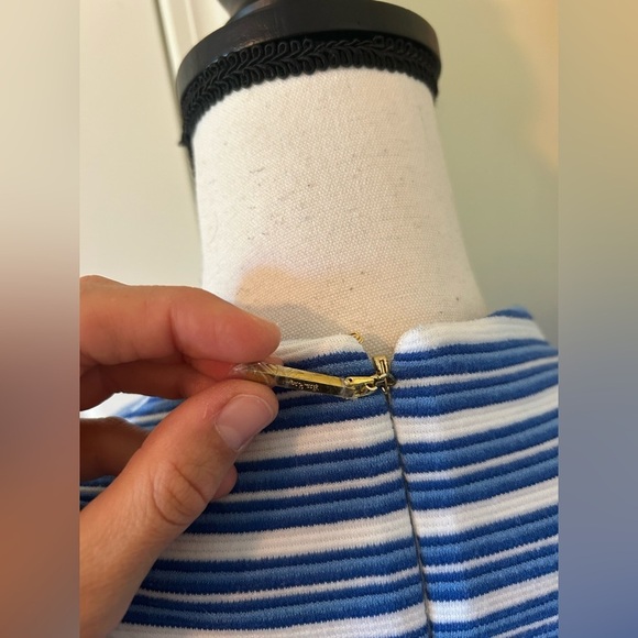 Lilly Pulitzer bree bay Blue Striped Midi Dress v neck fit and flare - Picture 9 of 13